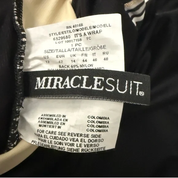 NEW Miraclesuit One Piece Swimsuit Shimmering Sands Black White Size 12